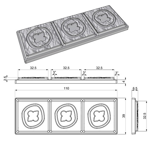 3D model tabulky čokolády pro 3D tisk matrice na výrobu silikonové formy